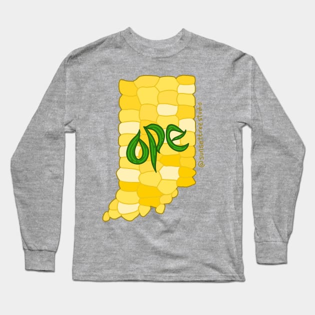 Ope Corn Indiana Long Sleeve T-Shirt by Sunsettreestudio